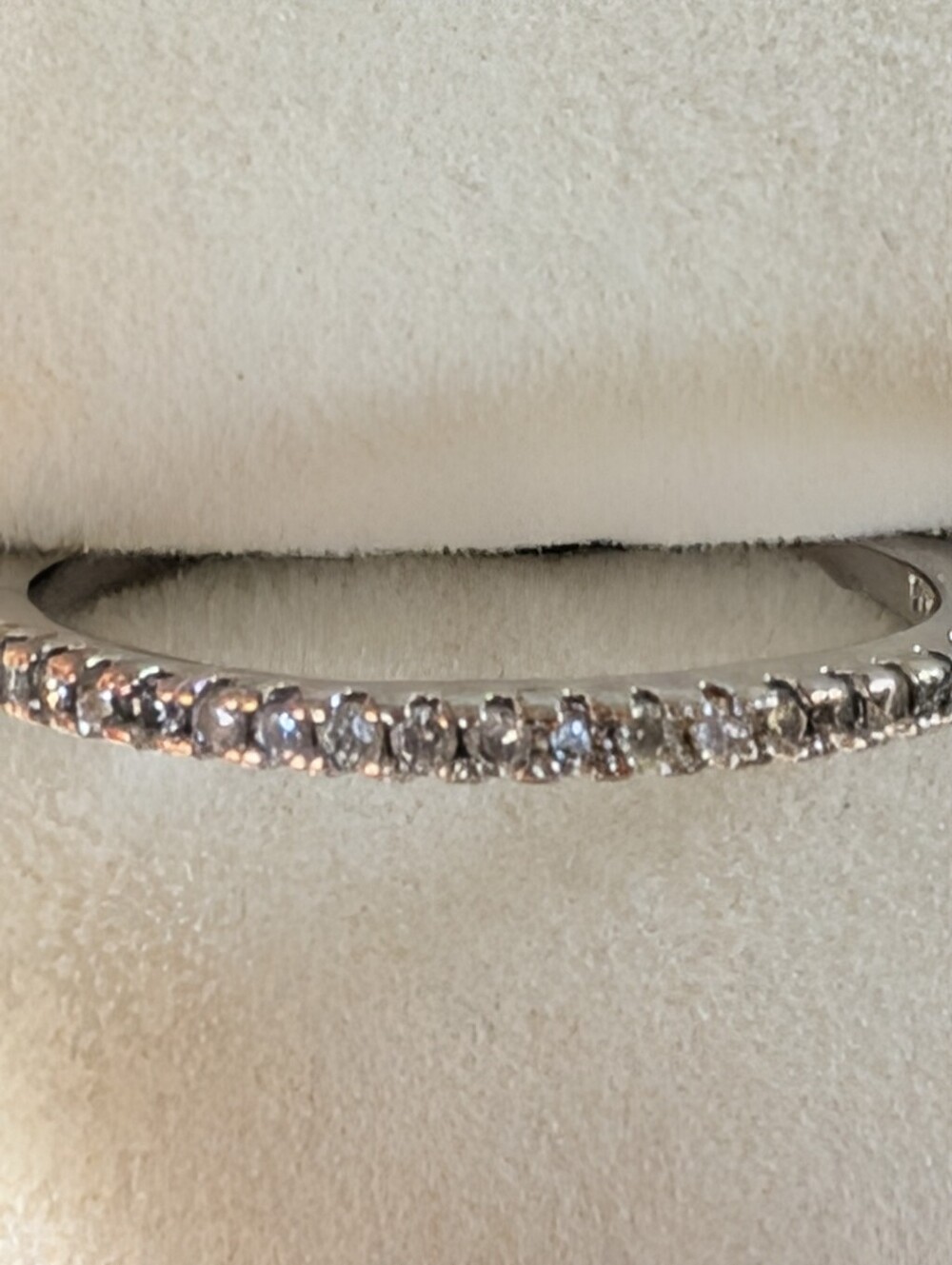 Petite Narrow Silver Micro Diamond Simulant Eternity Band Ring Size 6 - Picture 4 of 8